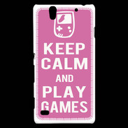 Coque Sony Xperia C4 Keep Calm Play games Rose