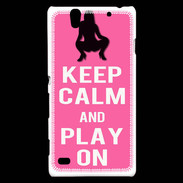 Coque Sony Xperia C4 Keep Calm Play on Rose