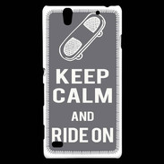 Coque Sony Xperia C4 Keep Calm Ride on Gris