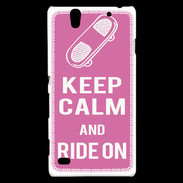 Coque Sony Xperia C4 Keep Calm Ride on Rose