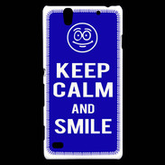 Coque Sony Xperia C4 Keep Calm Smile Bleu