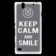 Coque Sony Xperia C4 Keep Calm Smile Gris