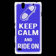 Coque Sony Xperia C4 Keep Calm Ride on Bleu
