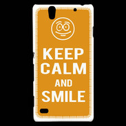 Coque Sony Xperia C4 Keep Calm Smile Orange