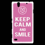 Coque Sony Xperia C4 Keep Calm Smile Rose