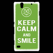 Coque Sony Xperia C4 Keep Calm Smile Vert