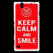 Coque Sony Xperia C4 Keep Calm Smile Rouge