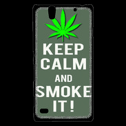 Coque Sony Xperia C4 Keep Calm Smoke it Gris