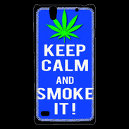 Coque Sony Xperia C4 Keep Calm Smoke it Bleu