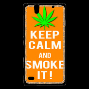 Coque Sony Xperia C4 Keep Calm Smoke it Orange