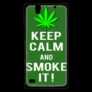 Coque Sony Xperia C4 Keep Calm Smoke it Kaki
