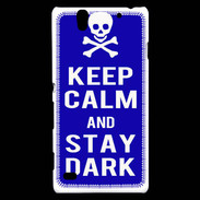 Coque Sony Xperia C4 Keep Calm Stay dark Bleu
