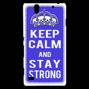 Coque Sony Xperia C4 Keep Calm Stay strong Bleu