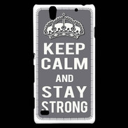 Coque Sony Xperia C4 Keep Calm Stay strong Gris