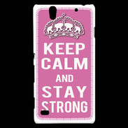 Coque Sony Xperia C4 Keep Calm Stay strong Rose