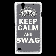 Coque Sony Xperia C4 Keep Calm Swag Gris