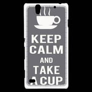 Coque Sony Xperia C4 Keep Calm Take a cup Gris