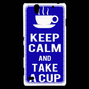 Coque Sony Xperia C4 Keep Calm Take a cup Bleu