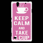 Coque Sony Xperia C4 Keep Calm Take a cup Rose