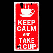 Coque Sony Xperia C4 Keep Calm Take a cup Rouge