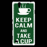 Coque Sony Xperia C4 Keep Calm Take a cup Vert