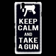 Coque Sony Xperia C4 Keep Calm Take a gun Noir
