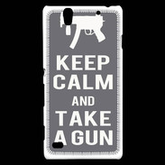 Coque Sony Xperia C4 Keep Calm Take a gun Gris