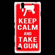 Coque Sony Xperia C4 Keep Calm Take a gun Rouge