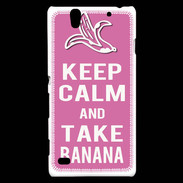 Coque Sony Xperia C4 Keep Calm Take Banana Rose