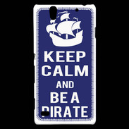 Coque Sony Xperia C4 Keep Calm Be a Pirate Bleu