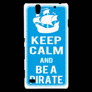 Coque Sony Xperia C4 Keep Calm Be a Pirate Cyan