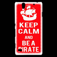 Coque Sony Xperia C4 Keep Calm Be a Pirate Rouge