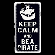 Coque Sony Xperia C4 Keep Calm Be a Pirate Noir