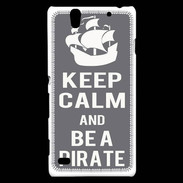 Coque Sony Xperia C4 Keep Calm Be a Pirate Gris