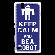 Coque Sony Xperia C4 Keep Calm Be a Robot Bleu