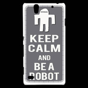 Coque Sony Xperia C4 Keep Calm Be a Robot Gris