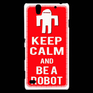 Coque Sony Xperia C4 Keep Calm Be a Robot Rouge