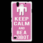 Coque Sony Xperia C4 Keep Calm Be a Robot Rose