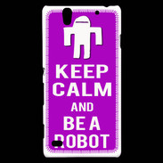 Coque Sony Xperia C4 Keep Calm Be a Robot Violet