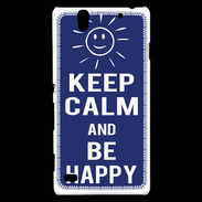 Coque Sony Xperia C4 Keep Calm Be Happy Bleu