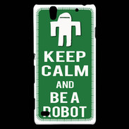 Coque Sony Xperia C4 Keep Calm Be a Robot Vert
