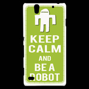 Coque Sony Xperia C4 Keep Calm Be a Robot Vert pomme