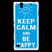 Coque Sony Xperia C4 Keep Calm Be Happy Cyan