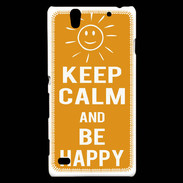 Coque Sony Xperia C4 Keep Calm Be Happy Orange