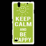 Coque Sony Xperia C4 Keep Calm Be Happy Vert pomme