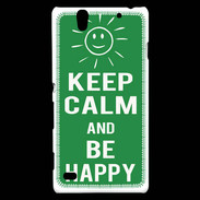 Coque Sony Xperia C4 Keep Calm Be Happy Vert