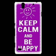 Coque Sony Xperia C4 Keep Calm Be Happy Violet