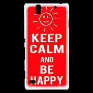 Coque Sony Xperia C4 Keep Calm Be Happy Rouge