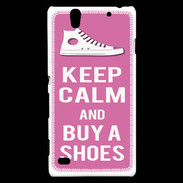Coque Sony Xperia C4 Keep Calm Buy Shoes Rose