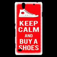 Coque Sony Xperia C4 Keep Calm Buy Shoes Rouge